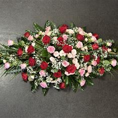 Pink and Red Rose Casket Spray