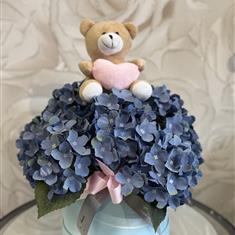 Blue Hydrangea and Teddy 
