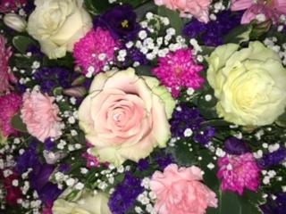 Florists Choice Pink, Cream and Purple Posy Pad