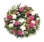 Rose and Carnation pink and white wreath