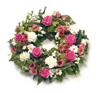 Rose and Carnation pink and white wreath